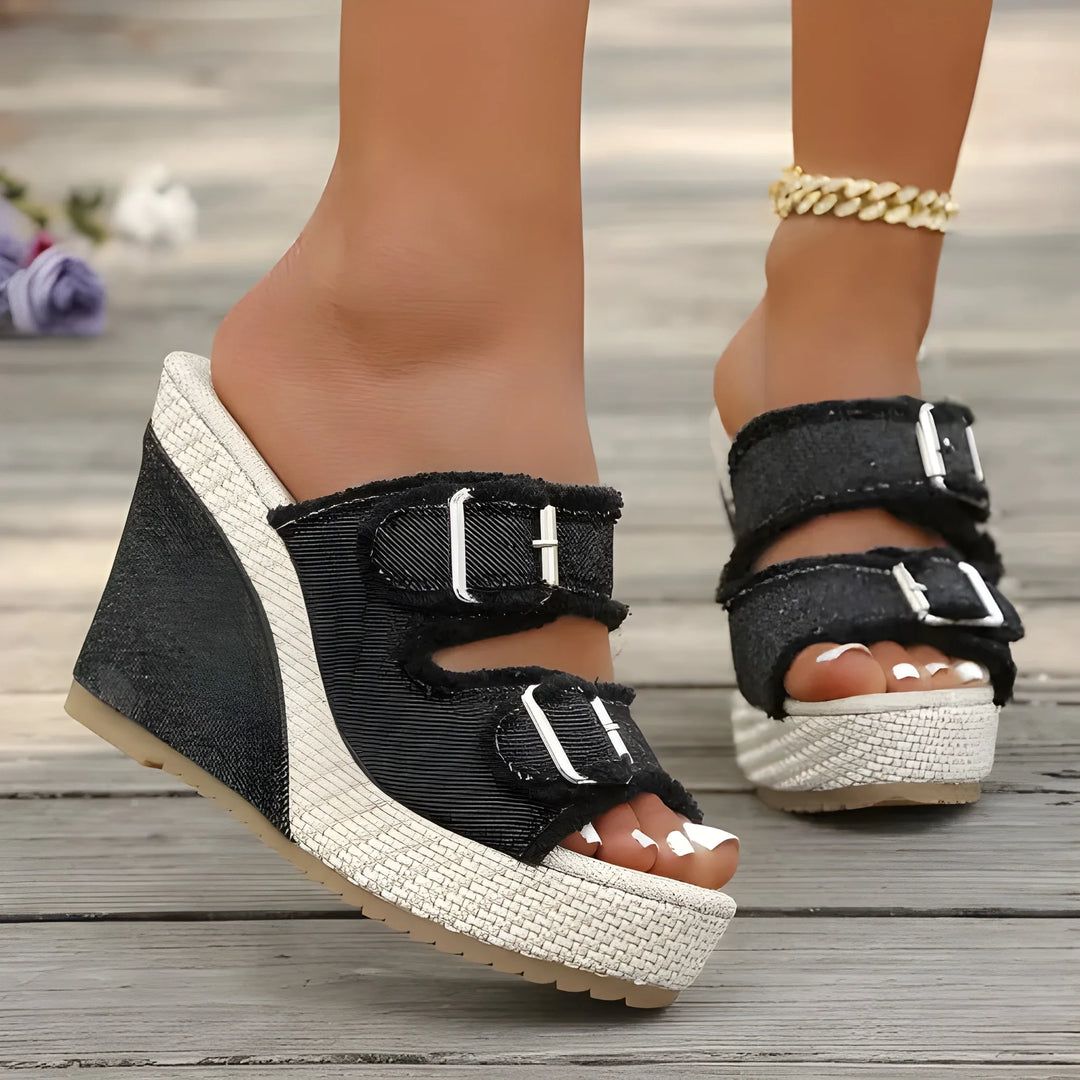 Women's Platform Comfy Wedge Sandals with Adjustable Strap