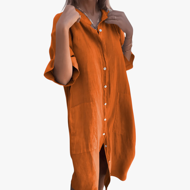 Women's Fancy Maxi Summer Dress with Button Down Closure and Pockets