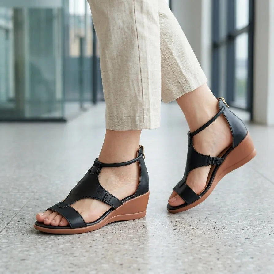Women's Platform Heeled Sandals with Padded Footbed