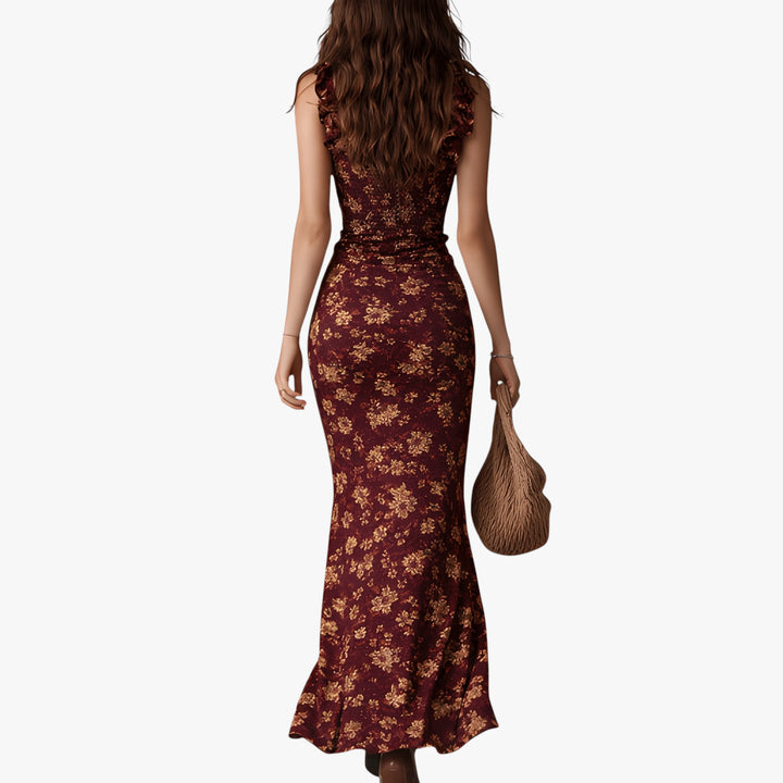 Women's Floral Boho Maxi Summer Dress with Ruffles
