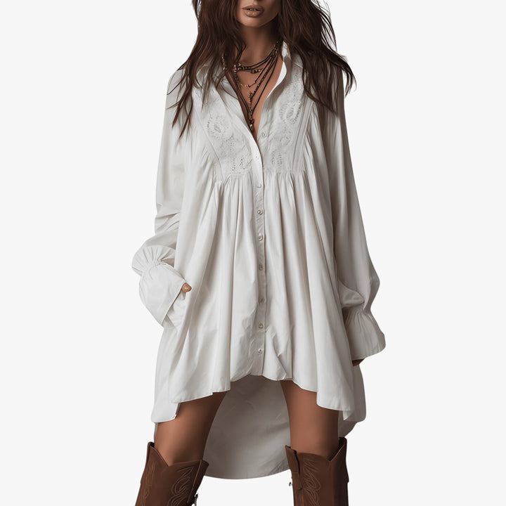 Women's Vintage Boho Mini Summer Dress with Long Sleeves