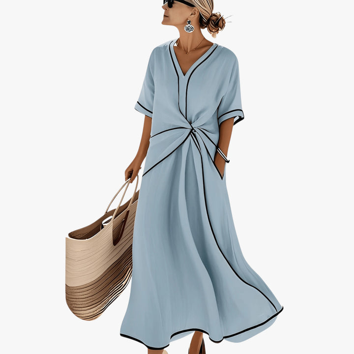 Women's Formal Wrap Midi Summer Dress with Pockets