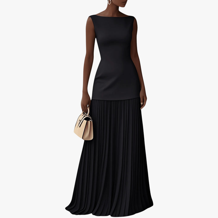Women's Formal Elegant Maxi Wedding Guest Dress with Pleats