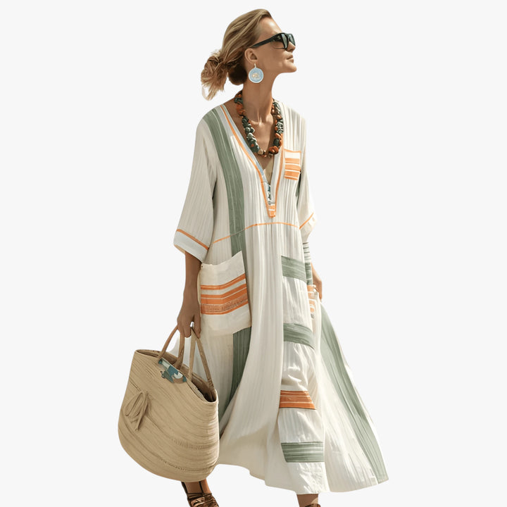 Women's Boho Smock Maxi Summer Dress with Sleeves