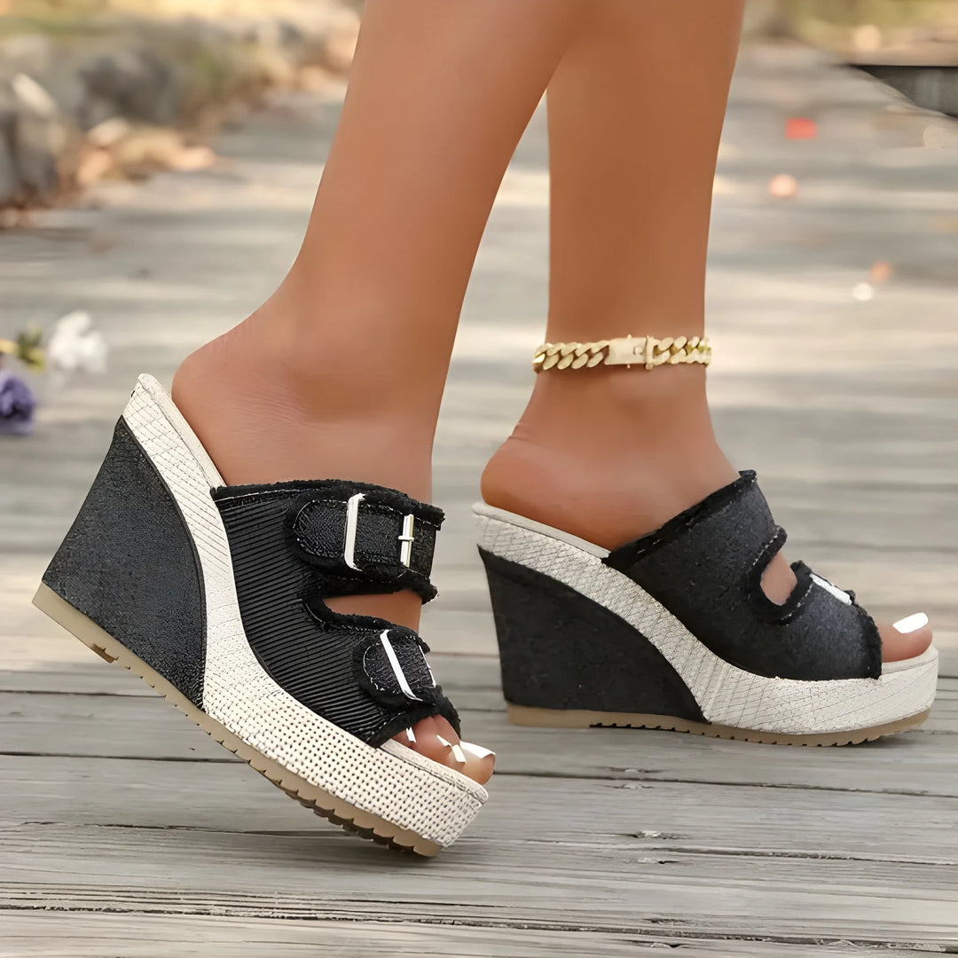 Women's Platform Comfy Wedge Sandals with Adjustable Strap