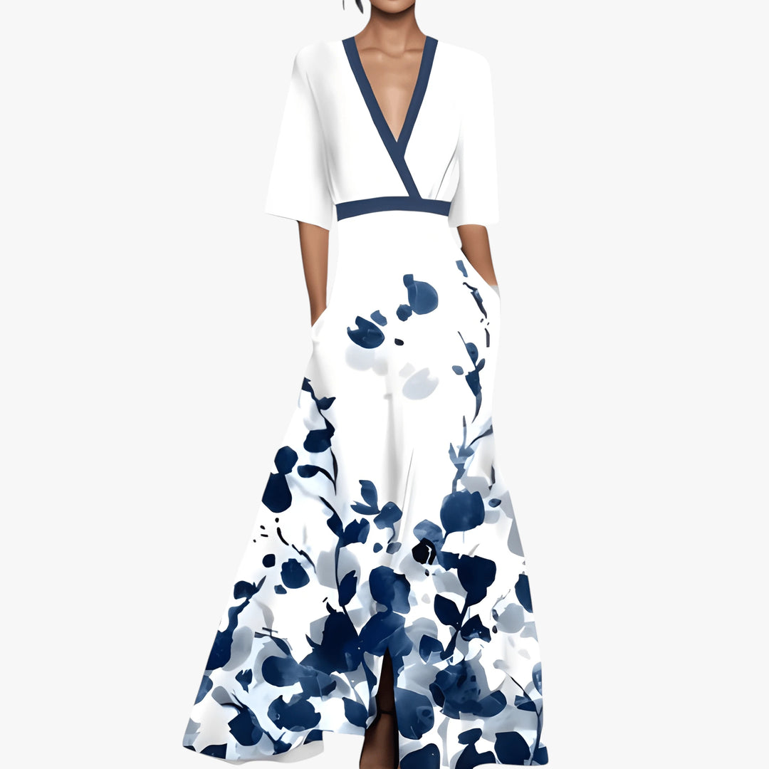 Women's Floral Wrap Maxi Summer Dress with Pockets