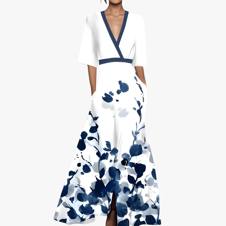 Women's Floral Wrap Maxi Summer Dress with Pockets