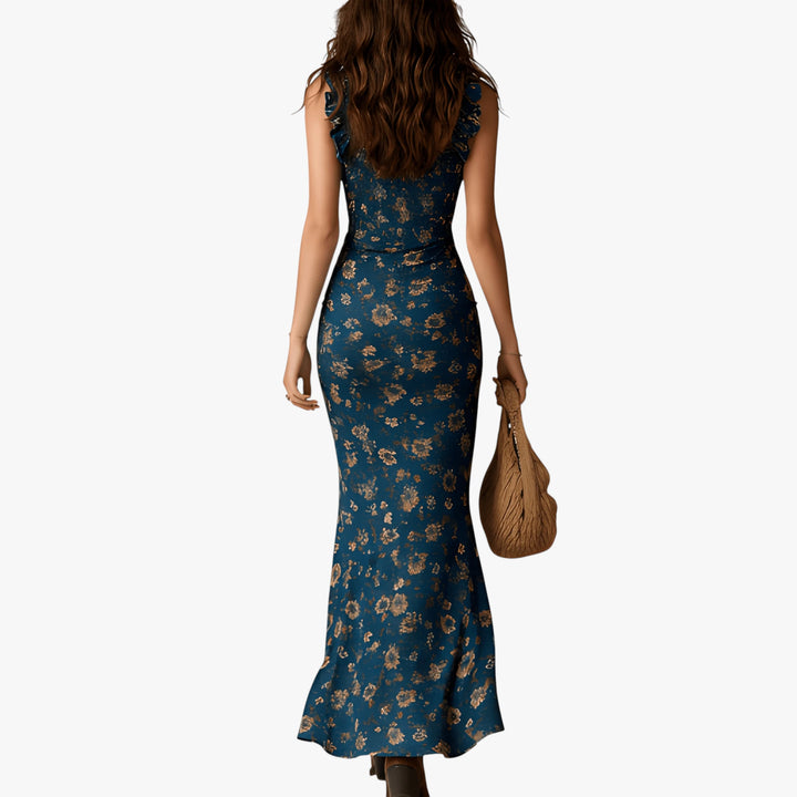Women's Floral Boho Maxi Summer Dress with Ruffles