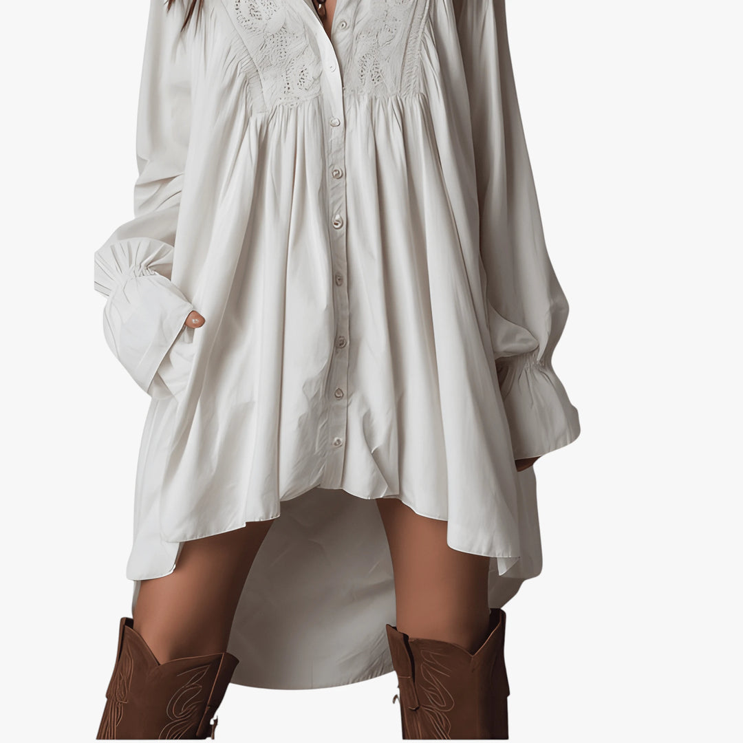 Women's Vintage Boho Mini Summer Dress with Long Sleeves