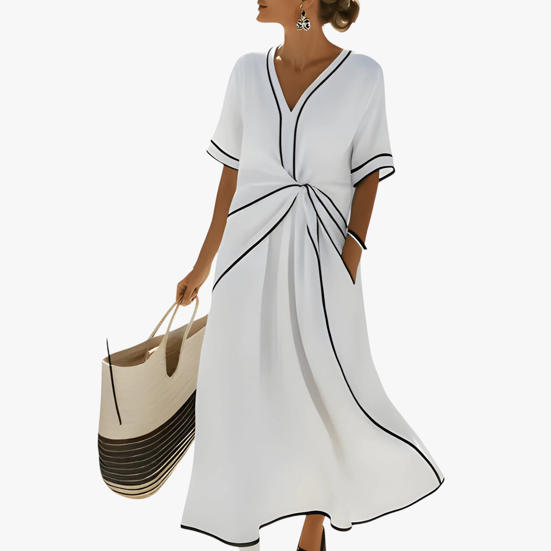 Women's Formal Wrap Midi Summer Dress with Pockets