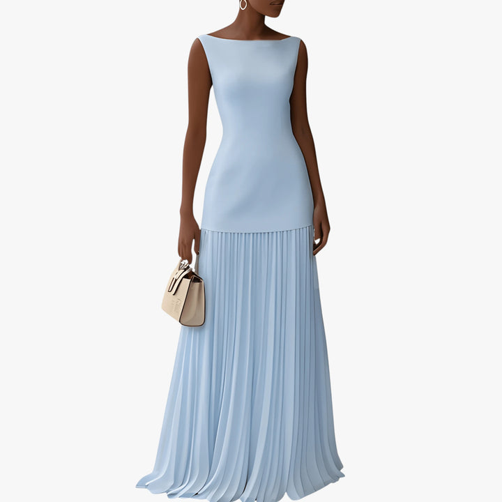 Women's Formal Elegant Maxi Wedding Guest Dress with Pleats