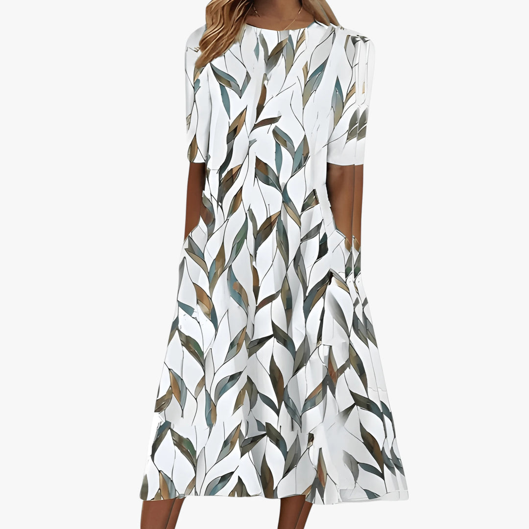 Women's Floral Casual Midi Summer Dress with Pockets