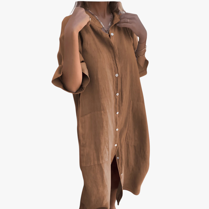 Women's Fancy Maxi Summer Dress with Button Down Closure and Pockets