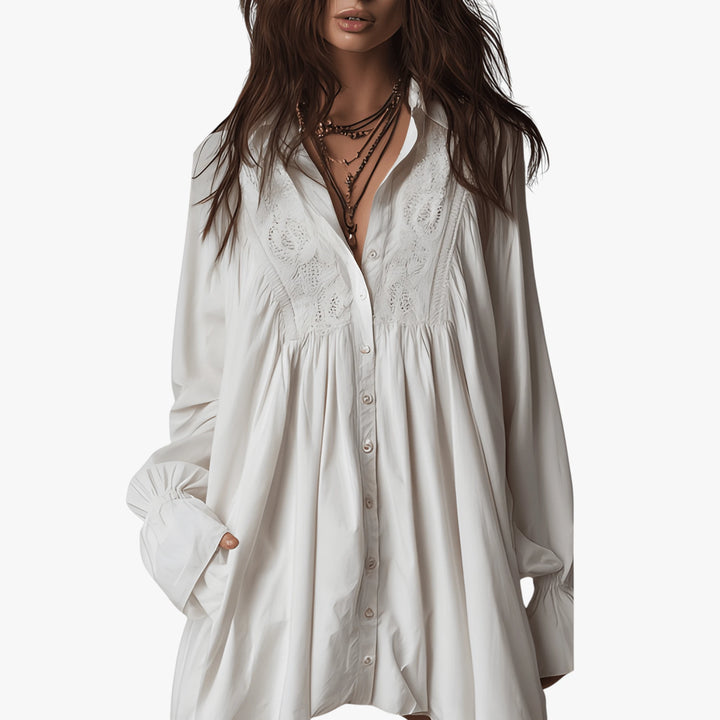 Women's Vintage Boho Mini Summer Dress with Long Sleeves
