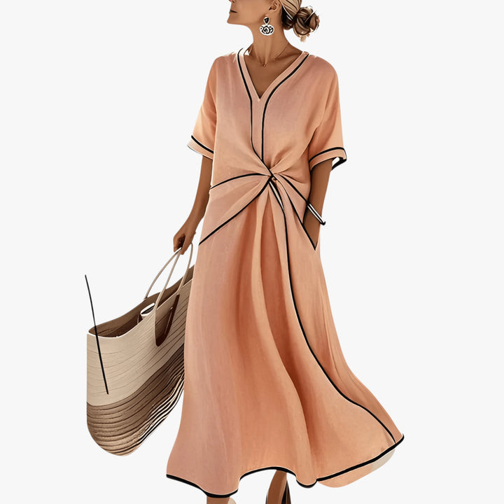 Women's Formal Wrap Midi Summer Dress with Pockets