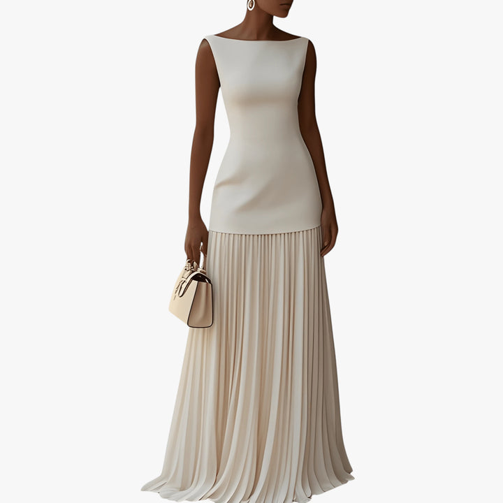 Women's Formal Elegant Maxi Wedding Guest Dress with Pleats