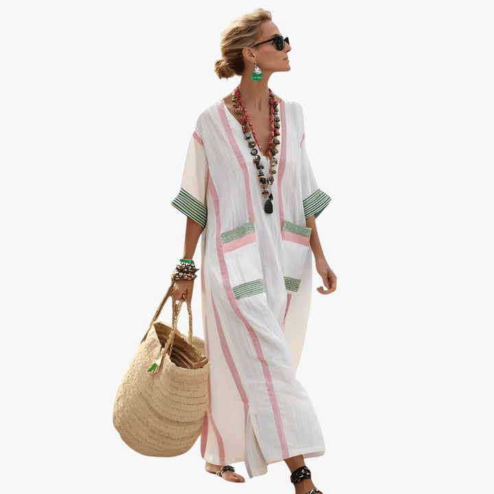 Women's Boho Smock Maxi Summer Dress with Sleeves