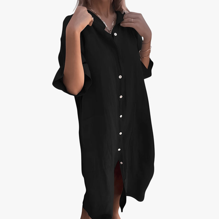 Women's Fancy Maxi Summer Dress with Button Down Closure and Pockets