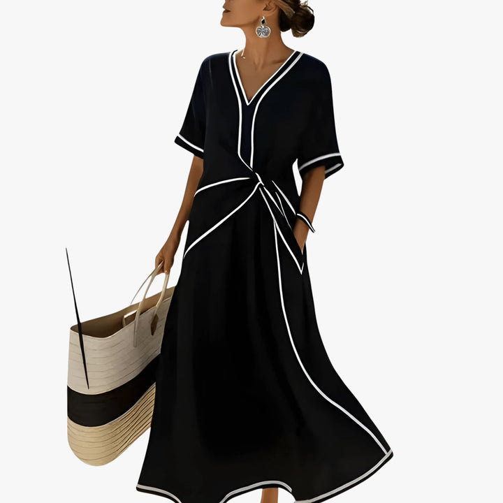Women's Formal Wrap Midi Summer Dress with Pockets