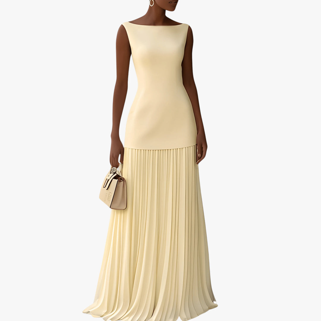 Women's Formal Elegant Maxi Wedding Guest Dress with Pleats