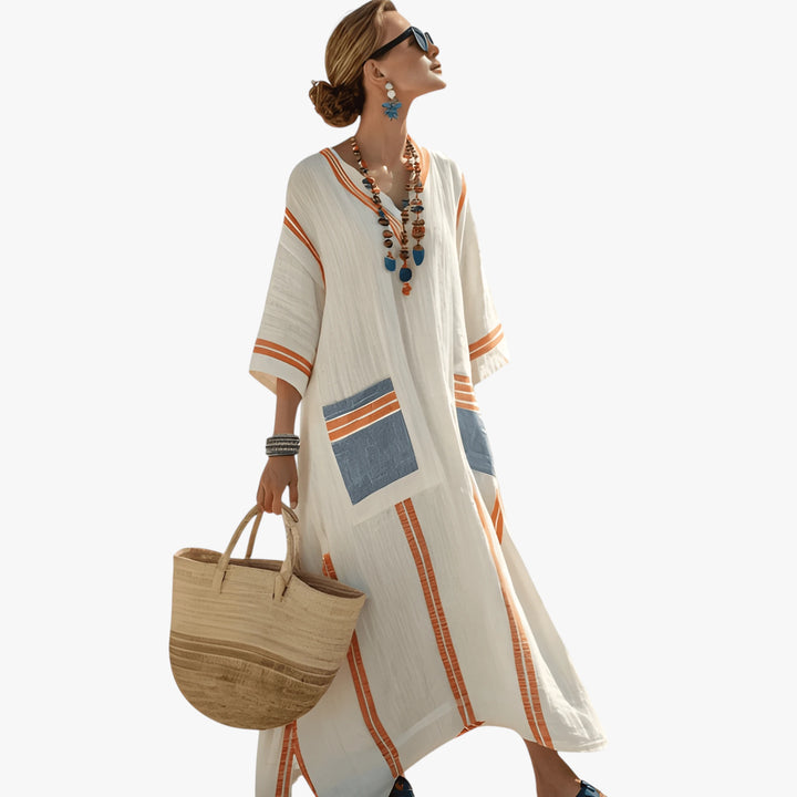 Women's Boho Smock Maxi Summer Dress with Sleeves