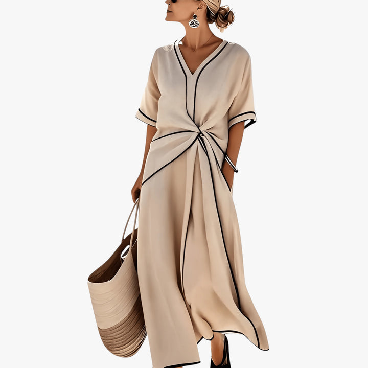 Women's Formal Wrap Midi Summer Dress with Pockets