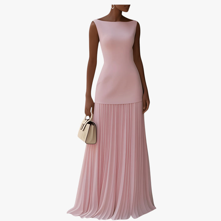 Women's Formal Elegant Maxi Wedding Guest Dress with Pleats