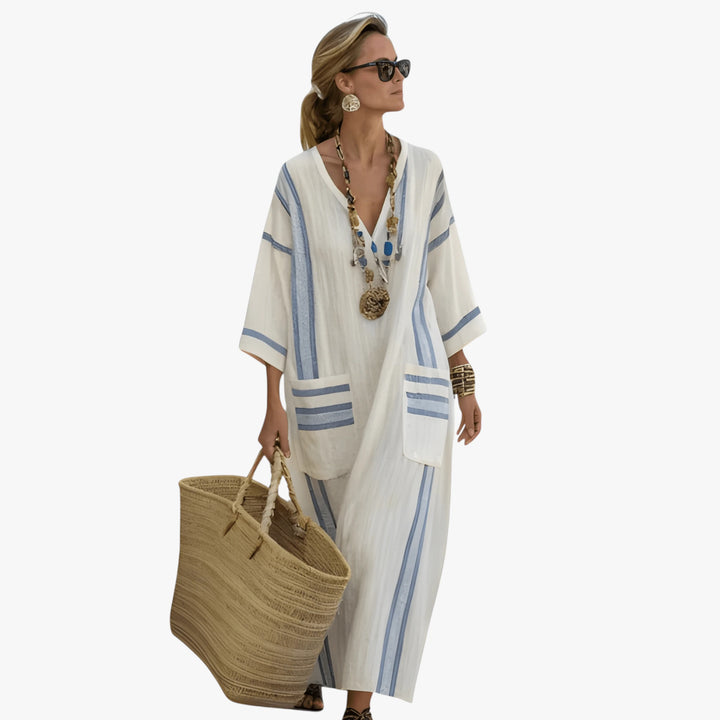 Women's Boho Smock Maxi Summer Dress with Sleeves