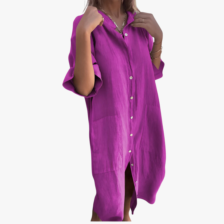 Women's Fancy Maxi Summer Dress with Button Down Closure and Pockets