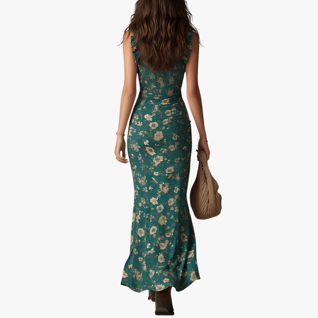 Women's Floral Boho Maxi Summer Dress with Ruffles