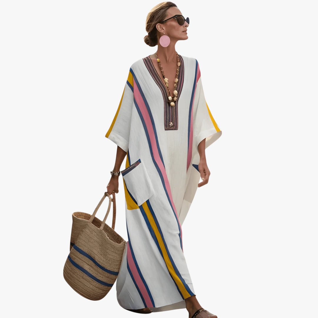 Women's Boho Smock Maxi Summer Dress with Sleeves