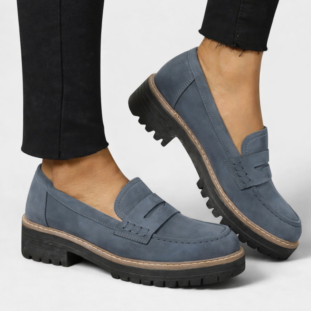 Women's Chunky Comfy Loafers with Cushioned Footbed