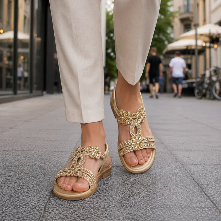 Women's Comfy Flat Sandals with Adjustable Strap