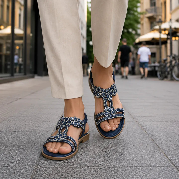 Women's Comfy Flat Sandals with Adjustable Strap