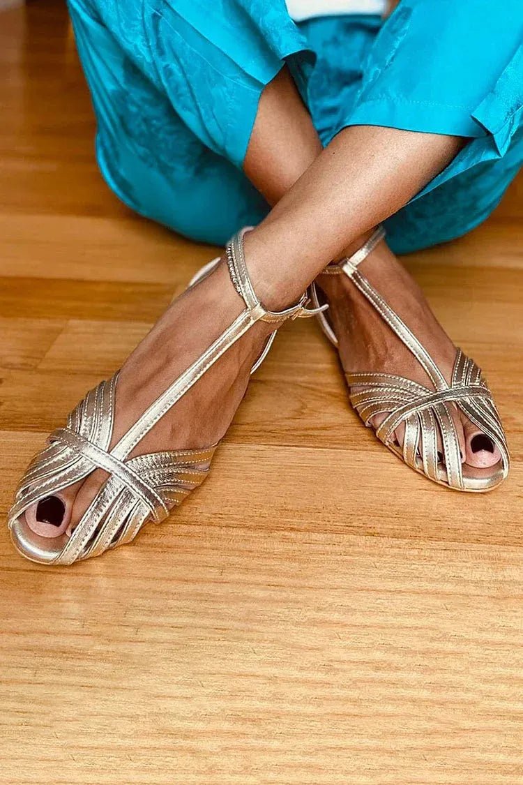 Women's Flat Strappy Sandals with Adjustable Strap and Anti Slip