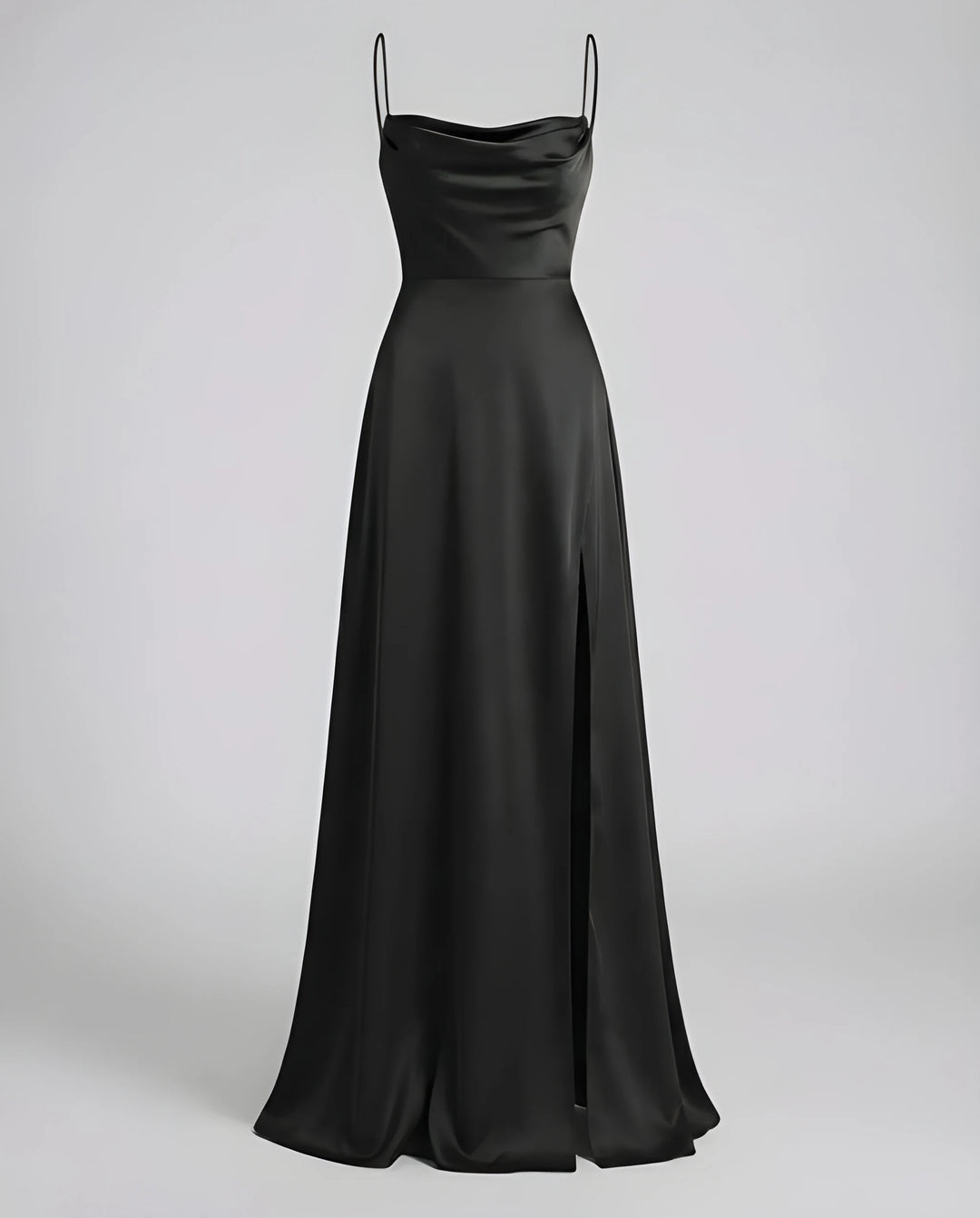 Women's Stunning Elegant Maxi Dress with Side Slit and Narrow Straps