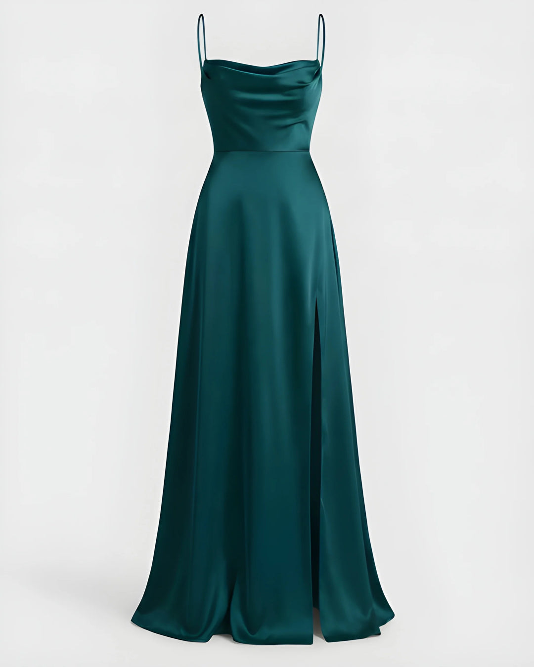 Women's Stunning Elegant Maxi Dress with Side Slit and Narrow Straps