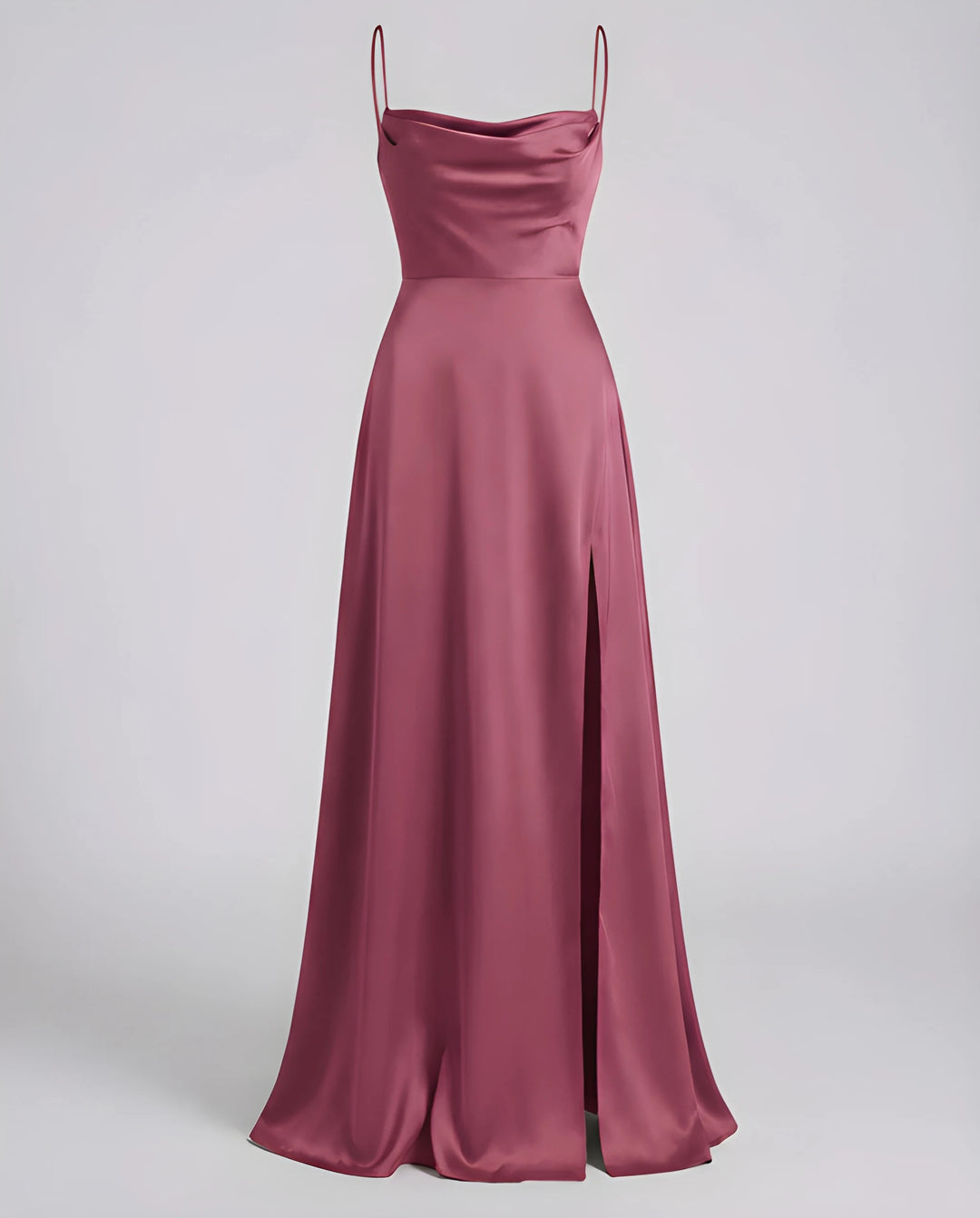 Women's Stunning Elegant Maxi Dress with Side Slit and Narrow Straps
