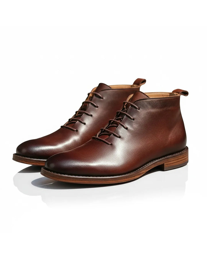 Men’s Ankle Flat Boots with Lace Up Closure
