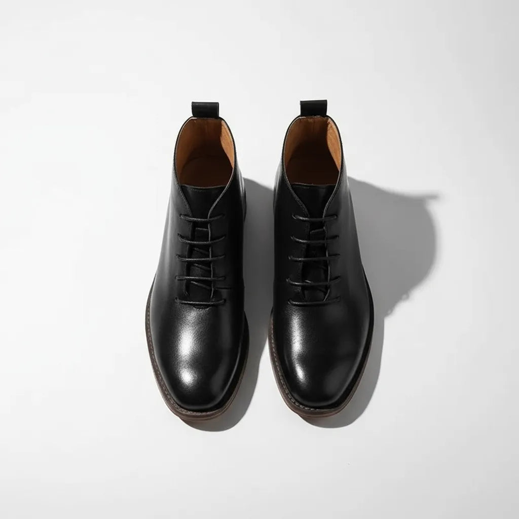 Men’s Ankle Flat Boots with Lace Up Closure