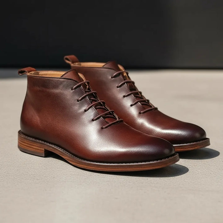 Men’s Ankle Flat Boots with Lace Up Closure