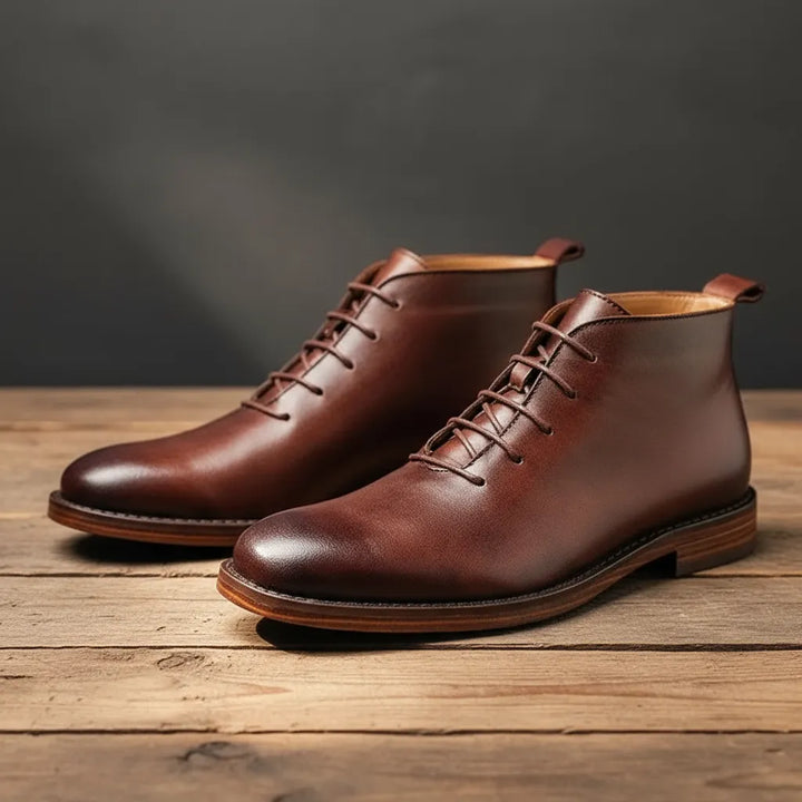 Men’s Ankle Flat Boots with Lace Up Closure