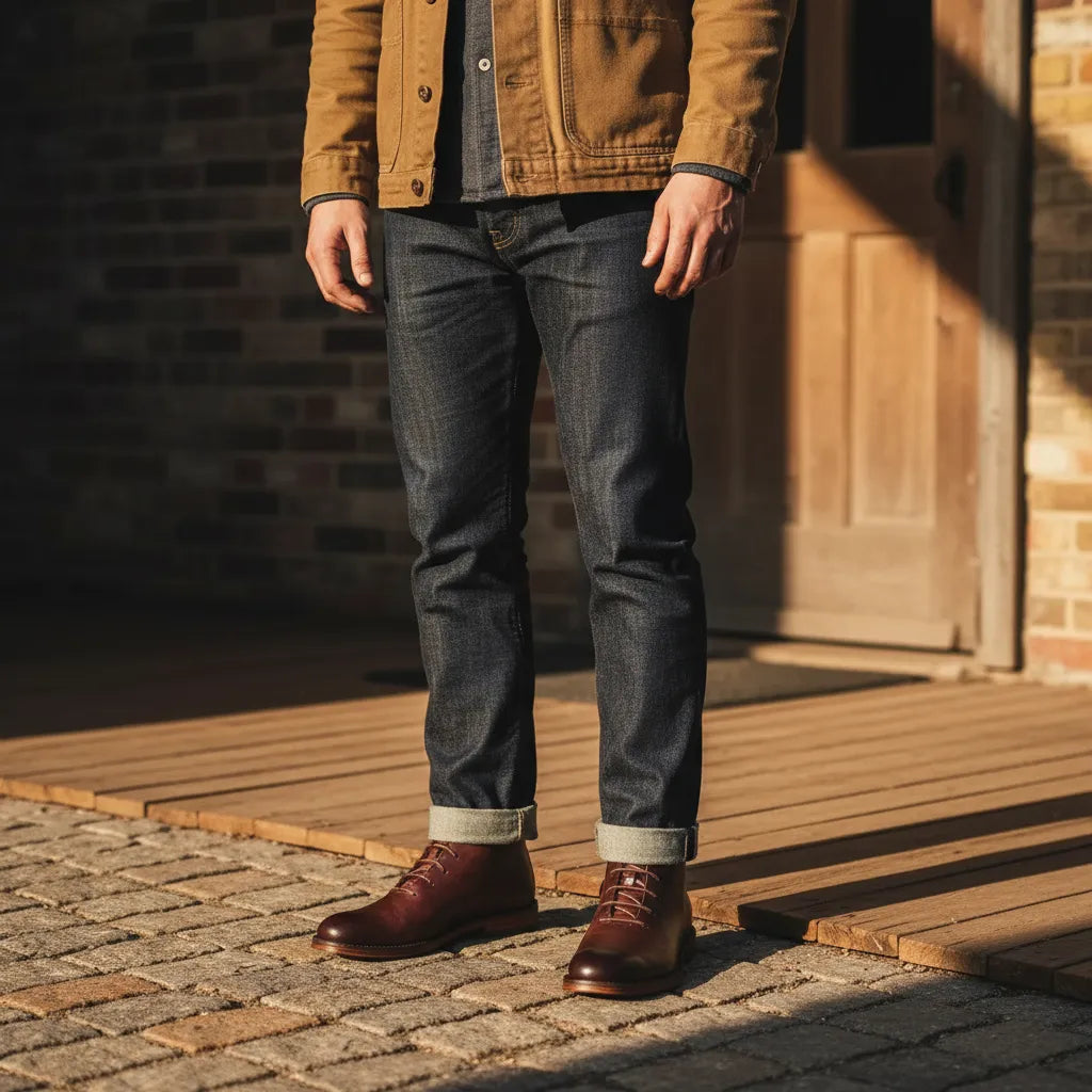 Men’s Ankle Flat Boots with Lace Up Closure