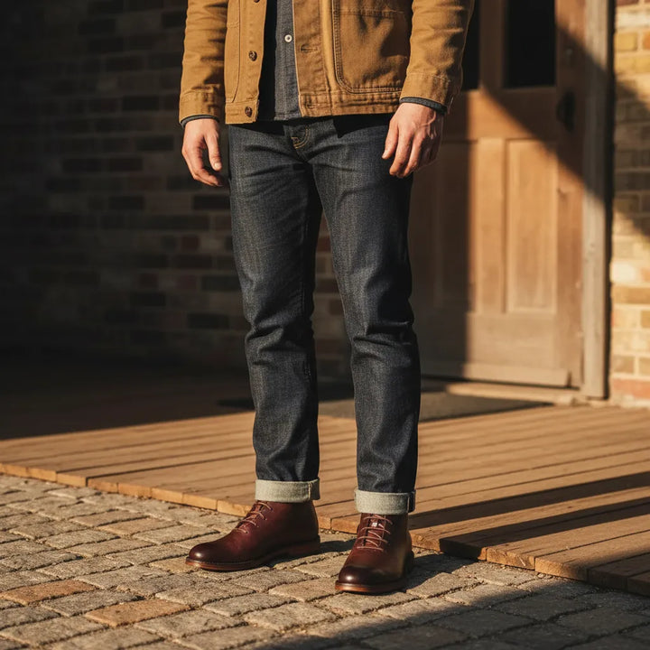 Men’s Ankle Flat Boots with Lace Up Closure