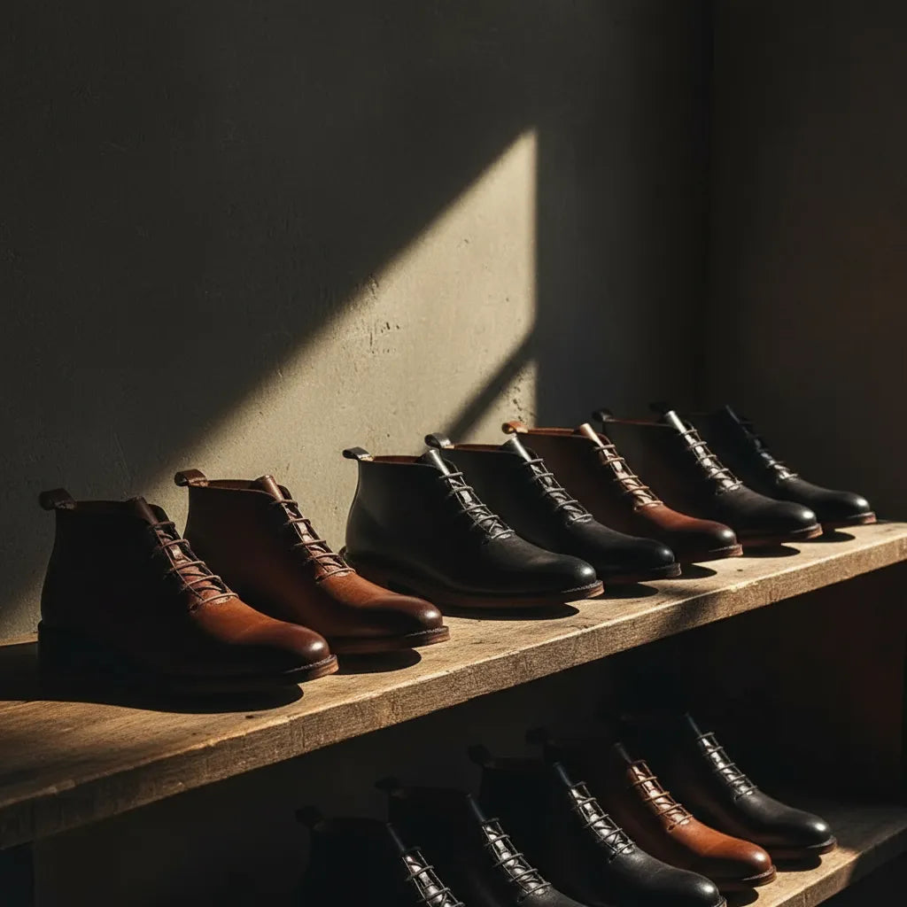 Men’s Ankle Flat Boots with Lace Up Closure