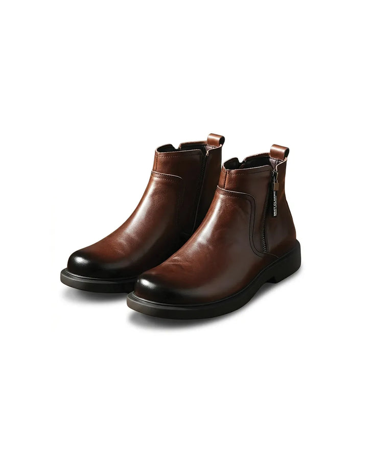 Men’s Ankle Flat Boots with Side Zip