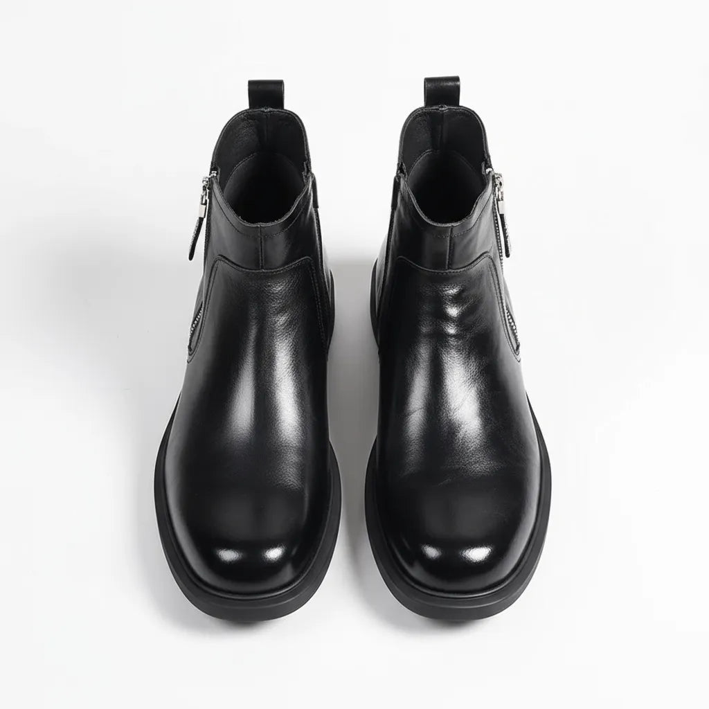 Men’s Ankle Flat Boots with Side Zip