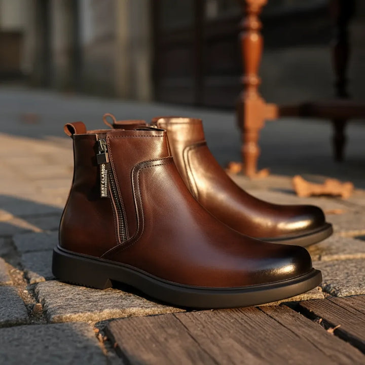 Men’s Ankle Flat Boots with Side Zip