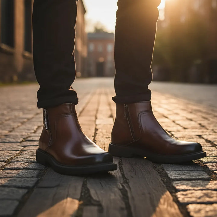Men’s Ankle Flat Boots with Side Zip