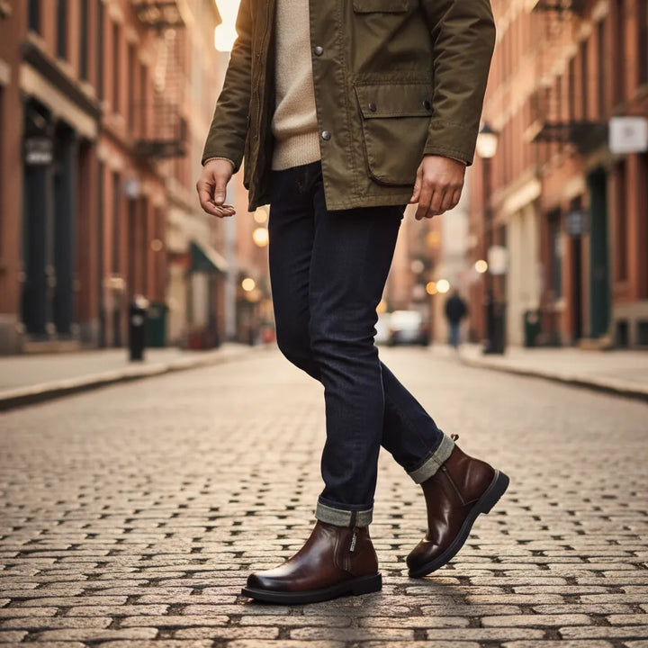 Men’s Ankle Flat Boots with Side Zip